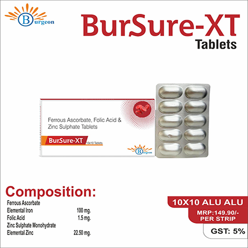 Bursure Xt : Ferrous Ascorbate 100 Mg + Folic Acid 1.5 Mg + Zinc Sulphate 22.50 Mg | Burgeon Health Series