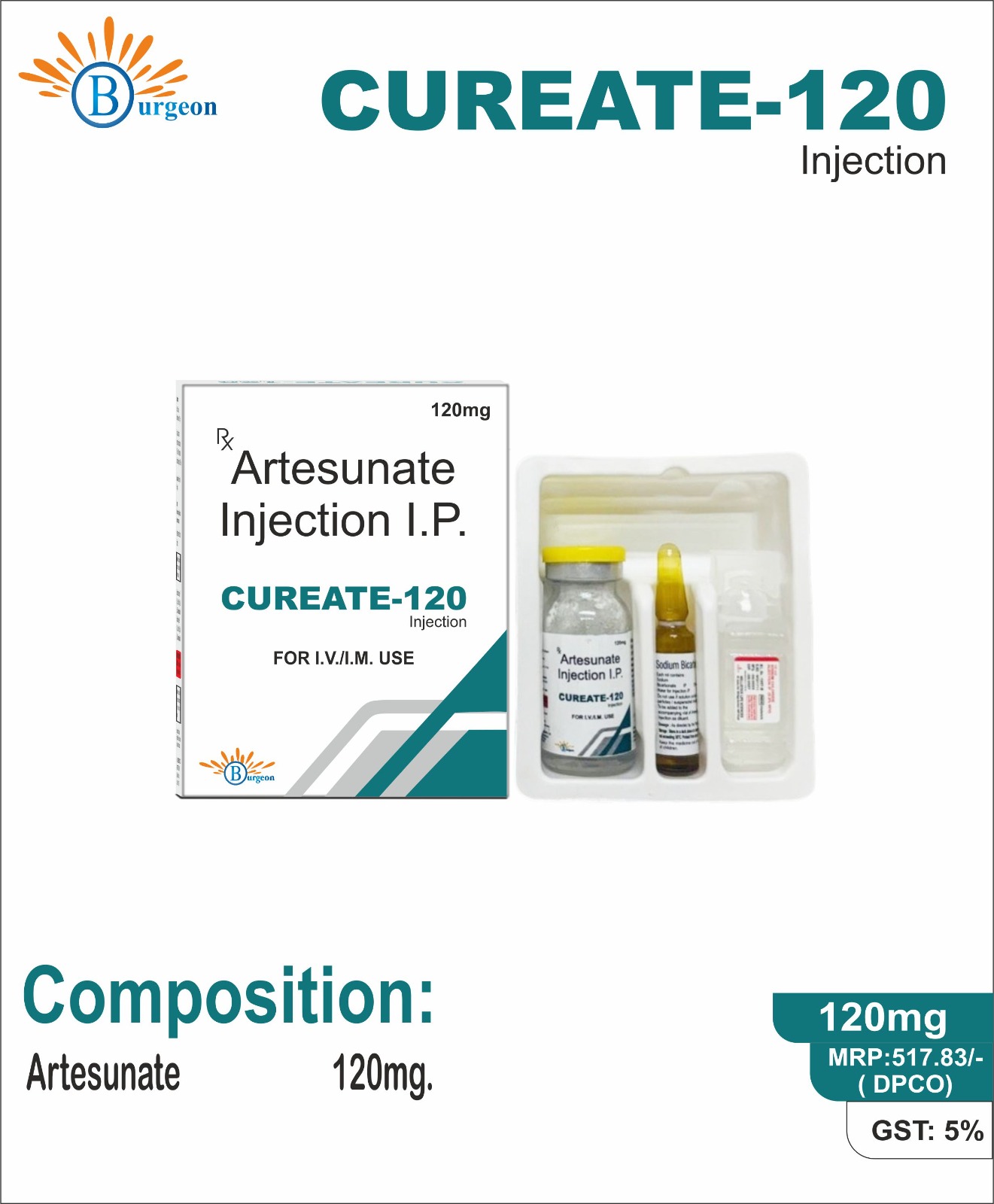Cureate-120 : Artisunate 120Mg Injection | Burgeon Health Series