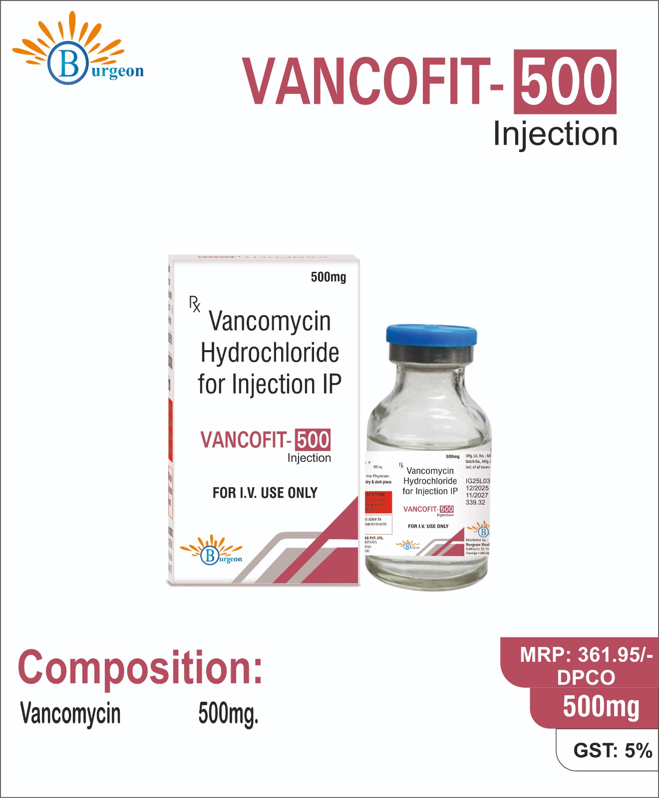Vancofit-500 : Vancomycin  500Mg | Burgeon Health Series