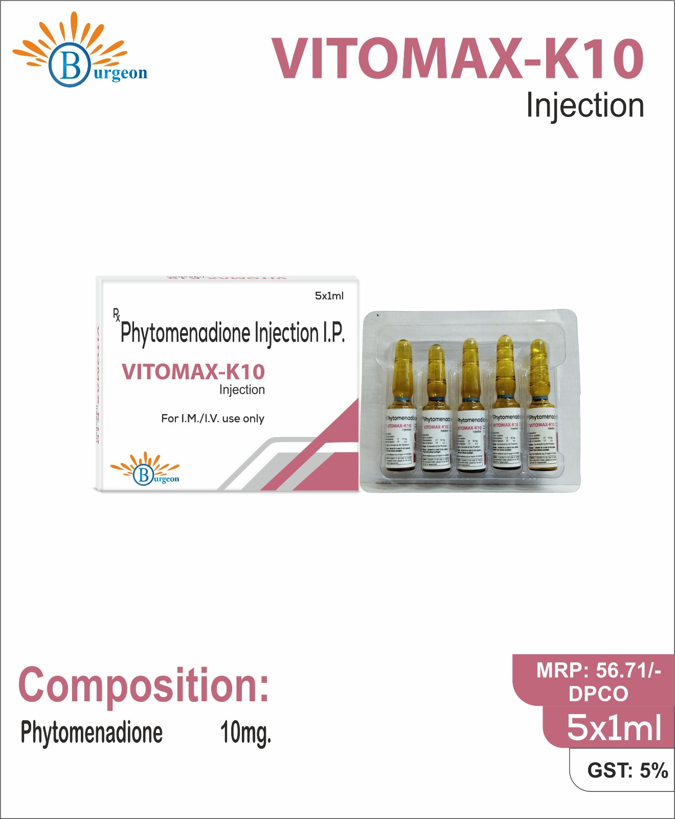 Vitomax-K10 : Phytomenadione 10mg | Burgeon Health Series