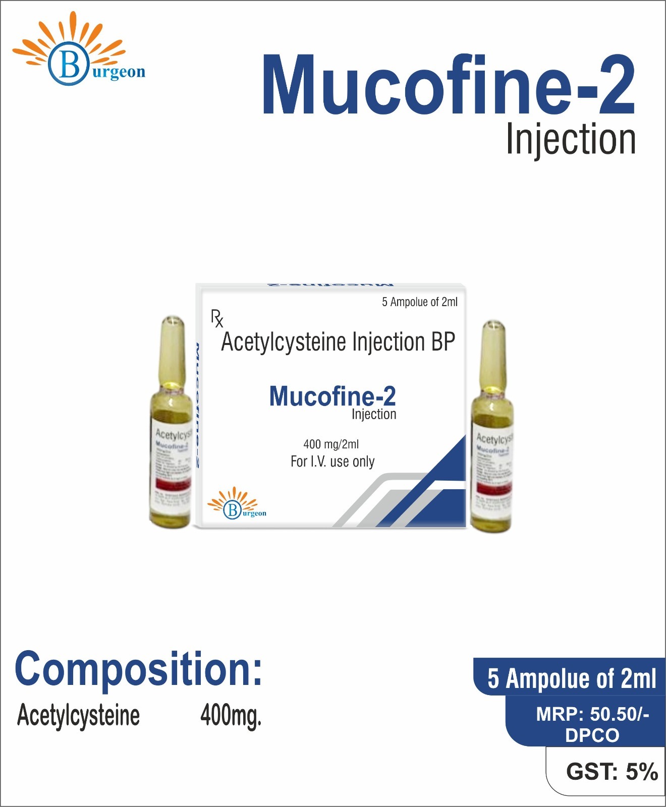 Mucofin-2 : Acetycysteine 400mg | Burgeon Health Series