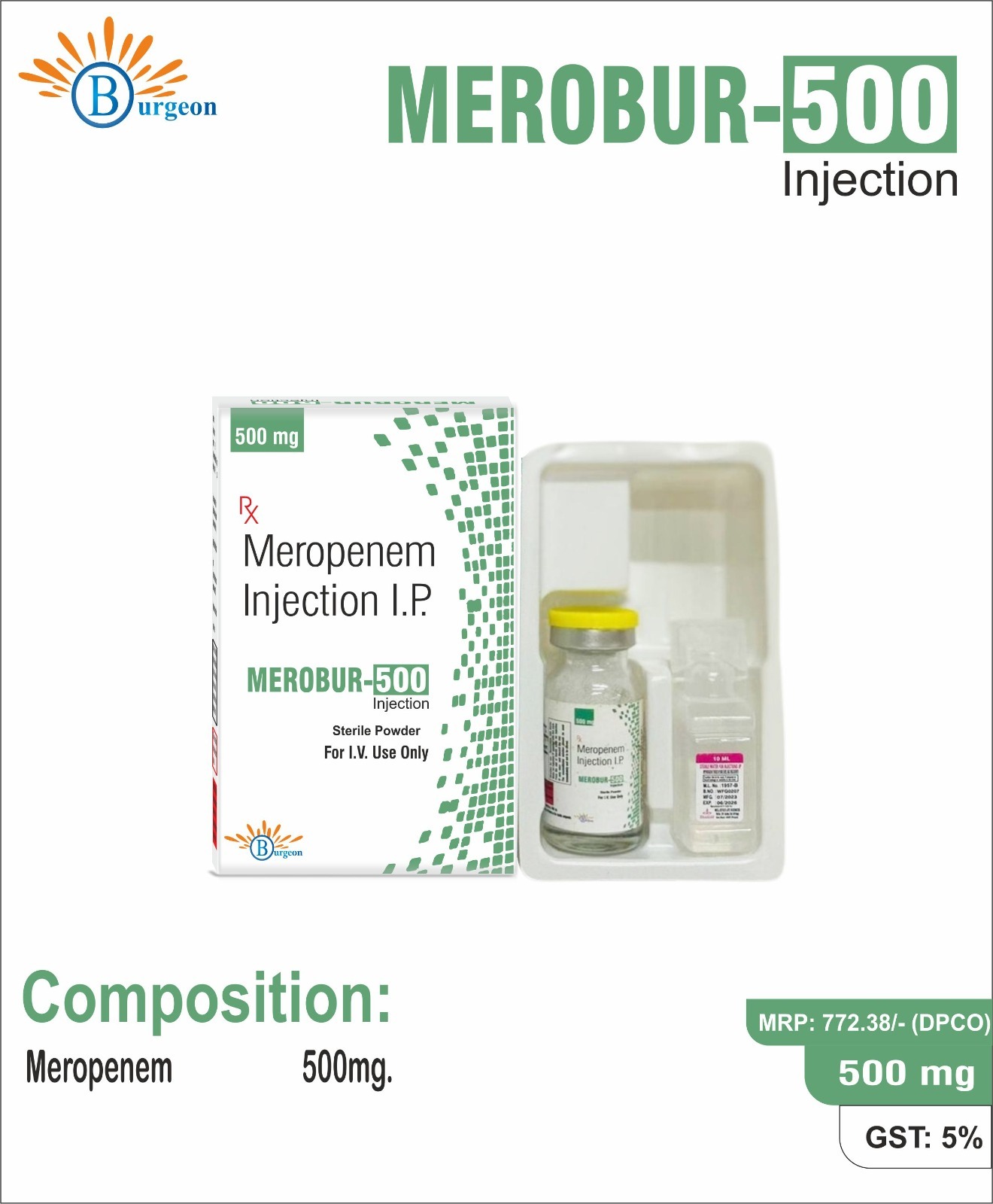 Merobur-500 : Meropenem 500mg | Burgeon Health Series