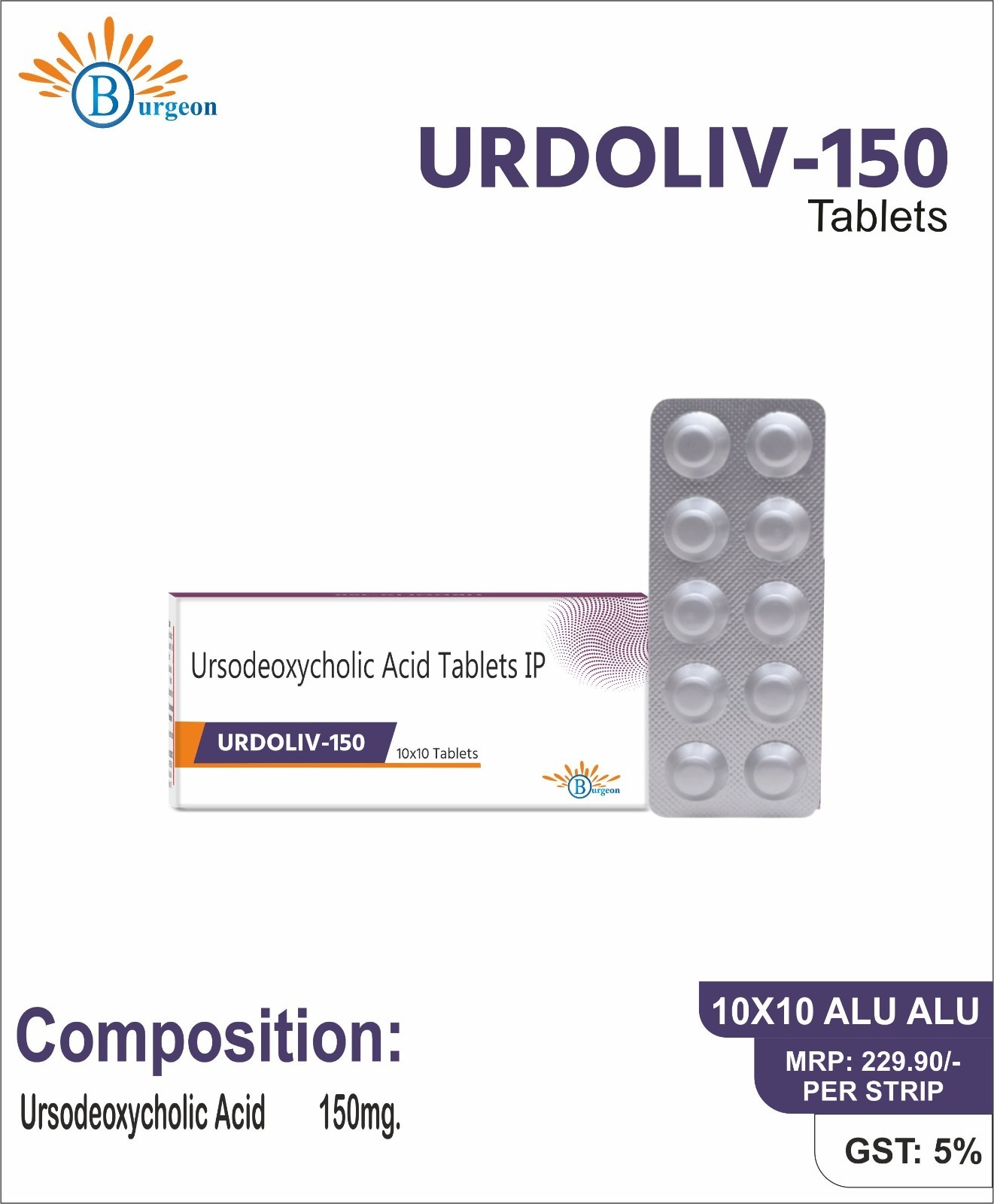 URDOLIV-150 : Ursodeoxycholic Acid IP (150mg) | Burgeon Health Series