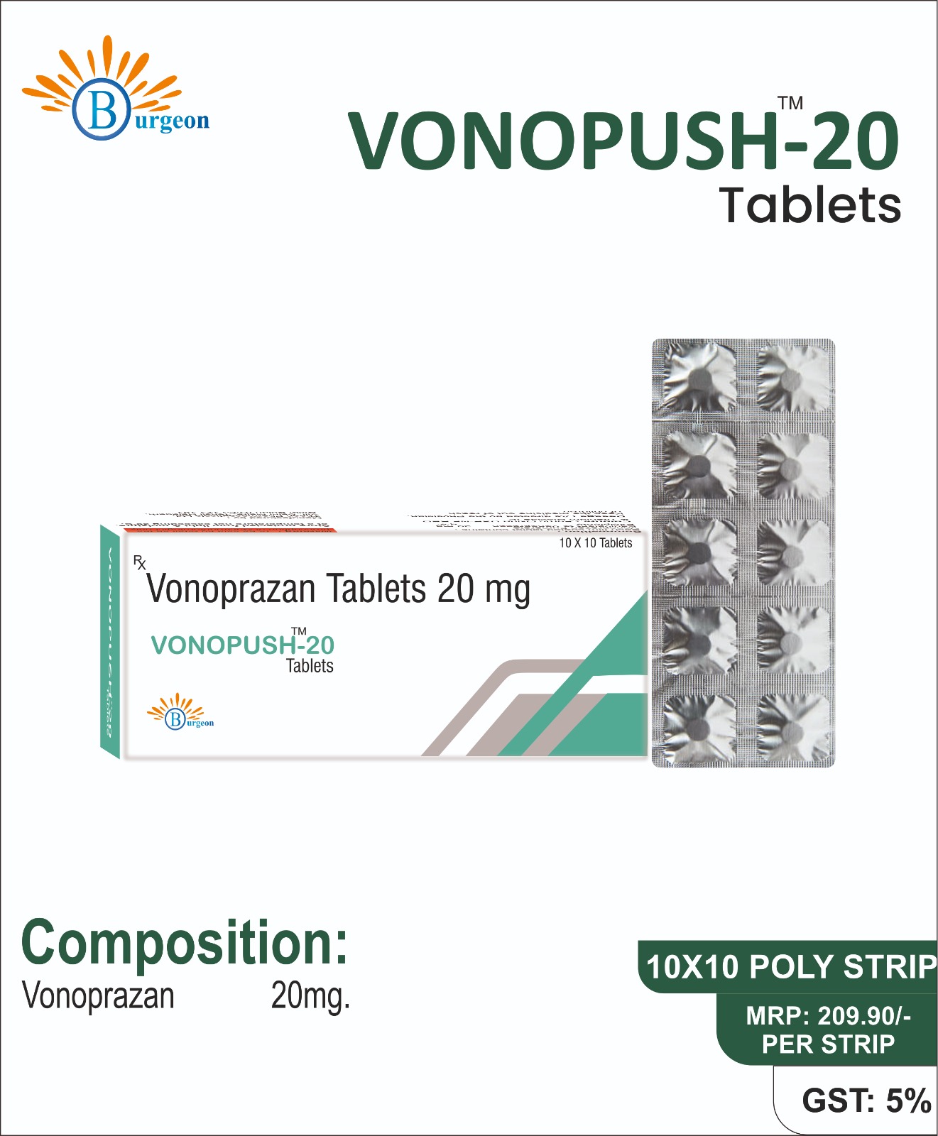 Vonopush-20 : Vonoprazan 20mg. | Burgeon Health Series