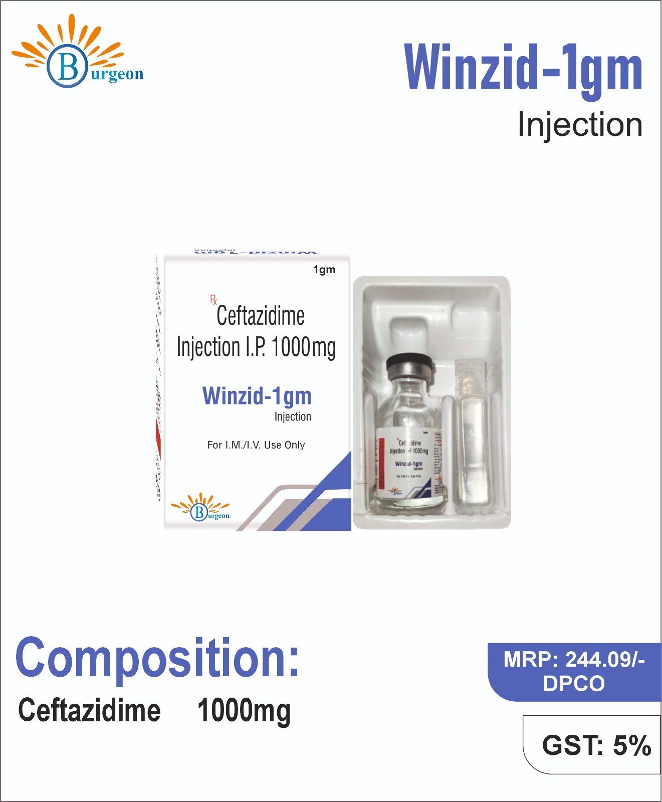 Winzid-1gm : Ceftazidime 1000mg | Burgeon Health Series